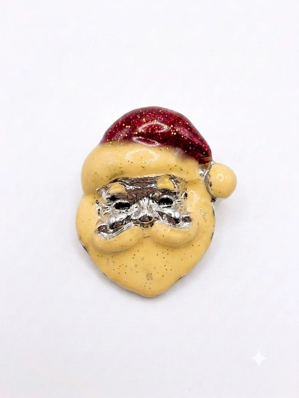 AAI Signed Christmas Santa Face Brooch.